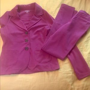 Purple collard buttoned jacket with matching pants